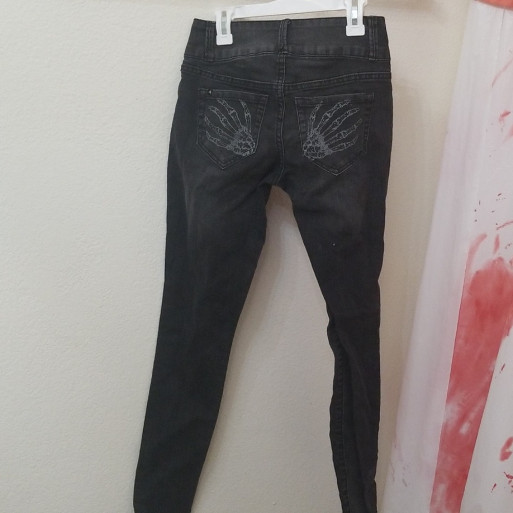 Gray Jean skull pocket pants
